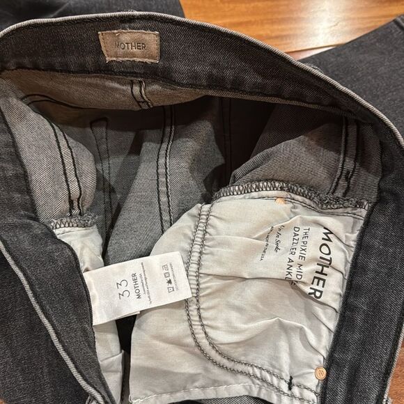 NWT MOTHER Women's Pixie Mid Rise Dazzler Ankle Up in Smoke Jeans size 33 - Picture 8 of 15